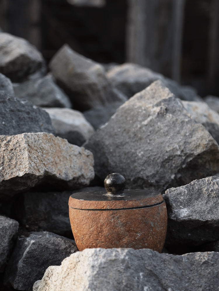 River Jar - natural stone vessel, styling by TheEND