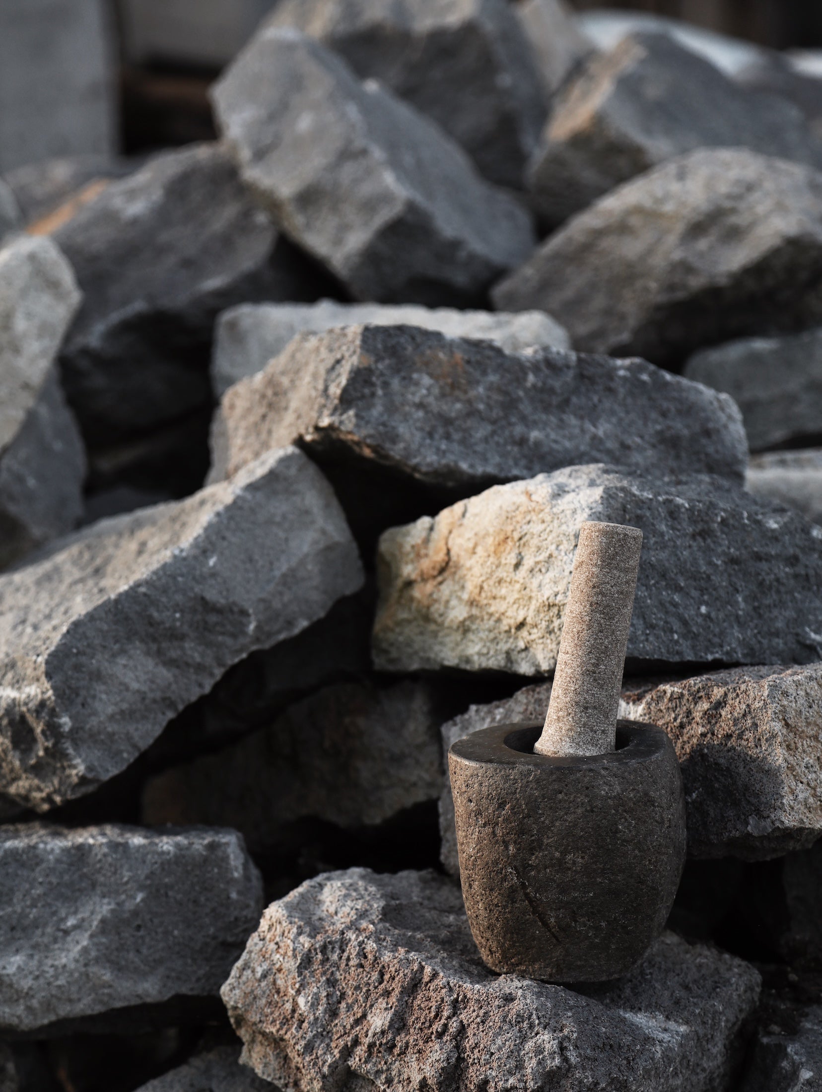 Mortar & Pestle - hand-carved stone mortar and pestle, styling by TheEND