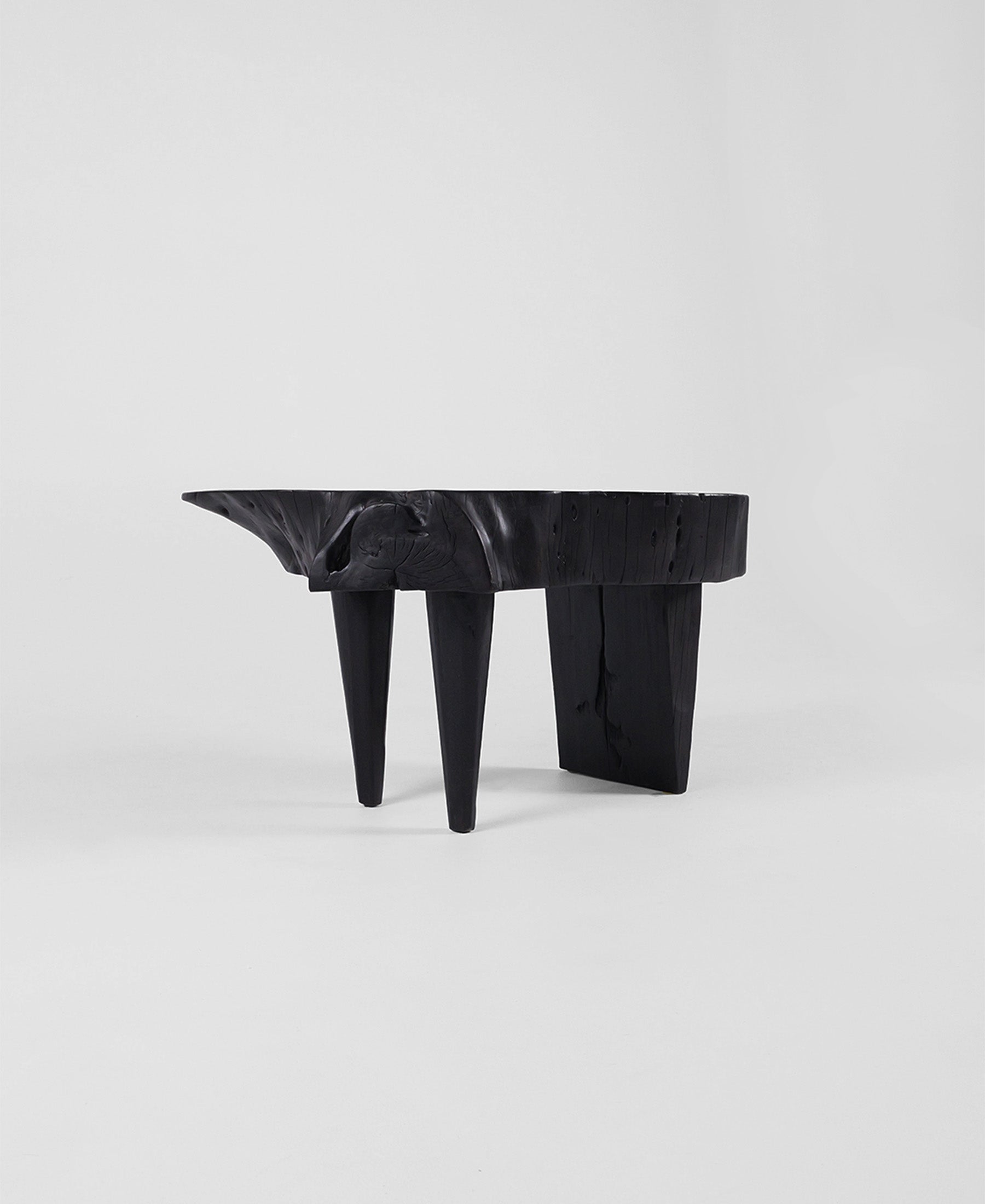 Trunk Seat, side profile view, carved timber seat