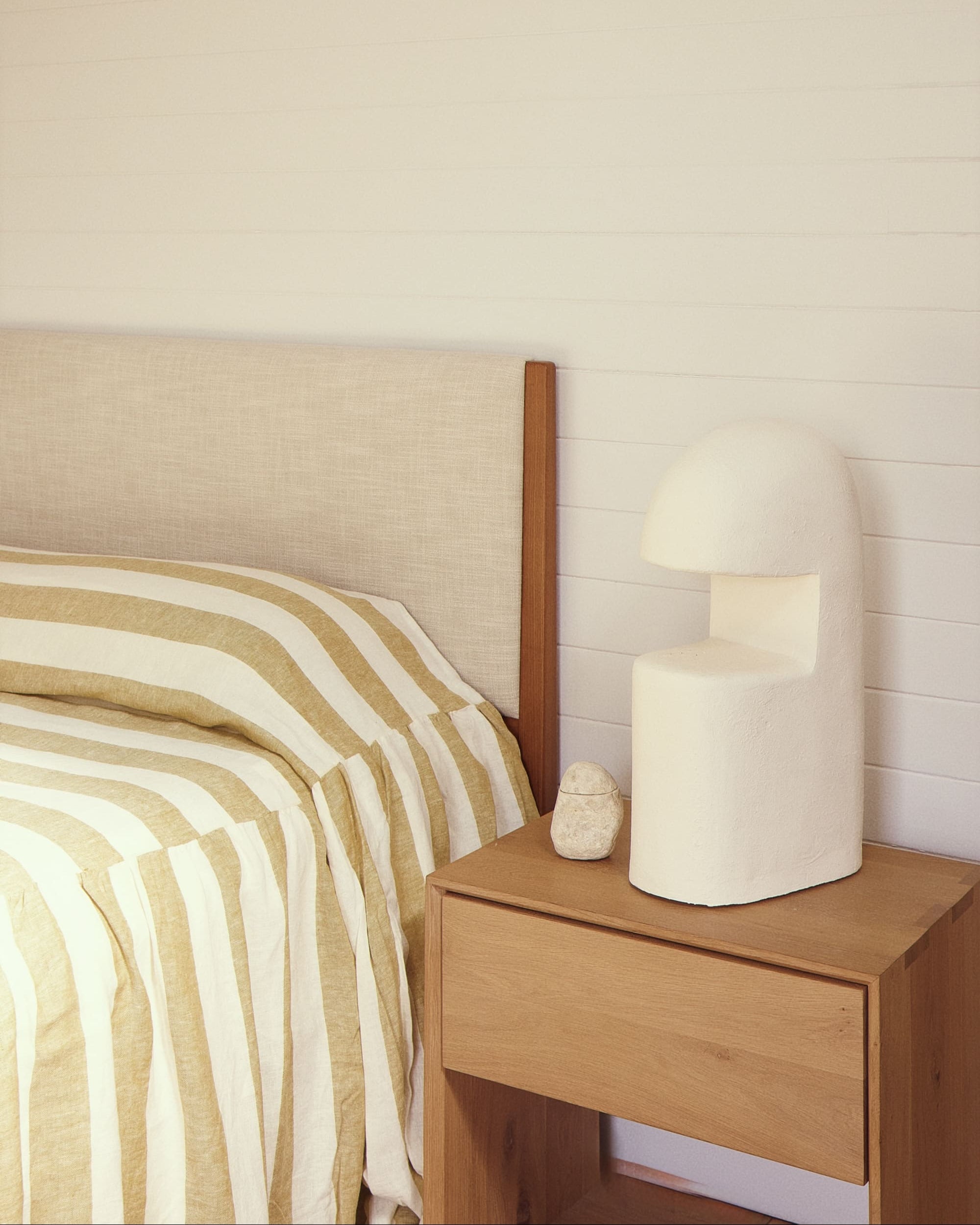 Dune Lamp, lifestyle bedroom view on bedside table