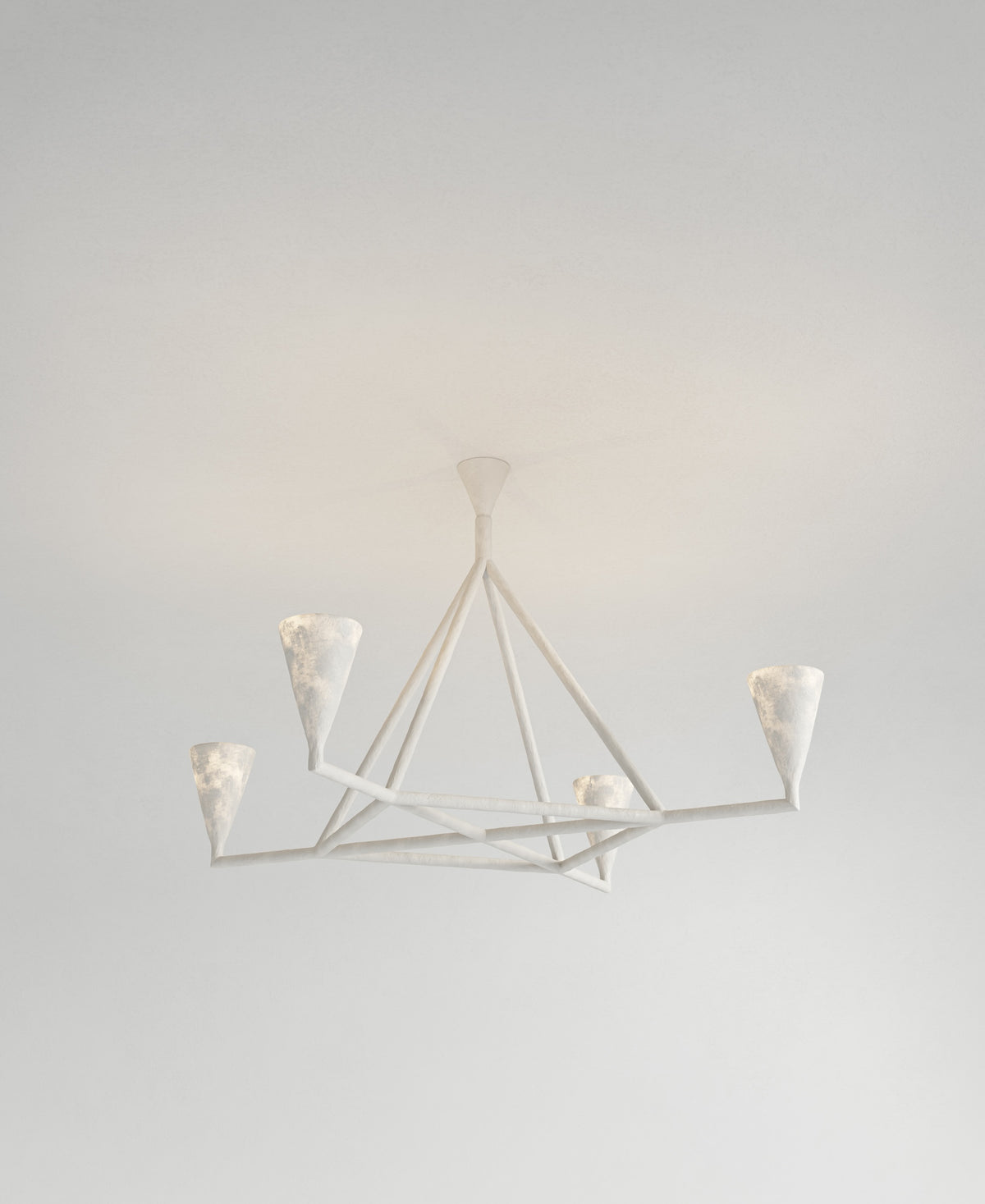 Area Hanging Light, light-on view, sculptural resin pendant