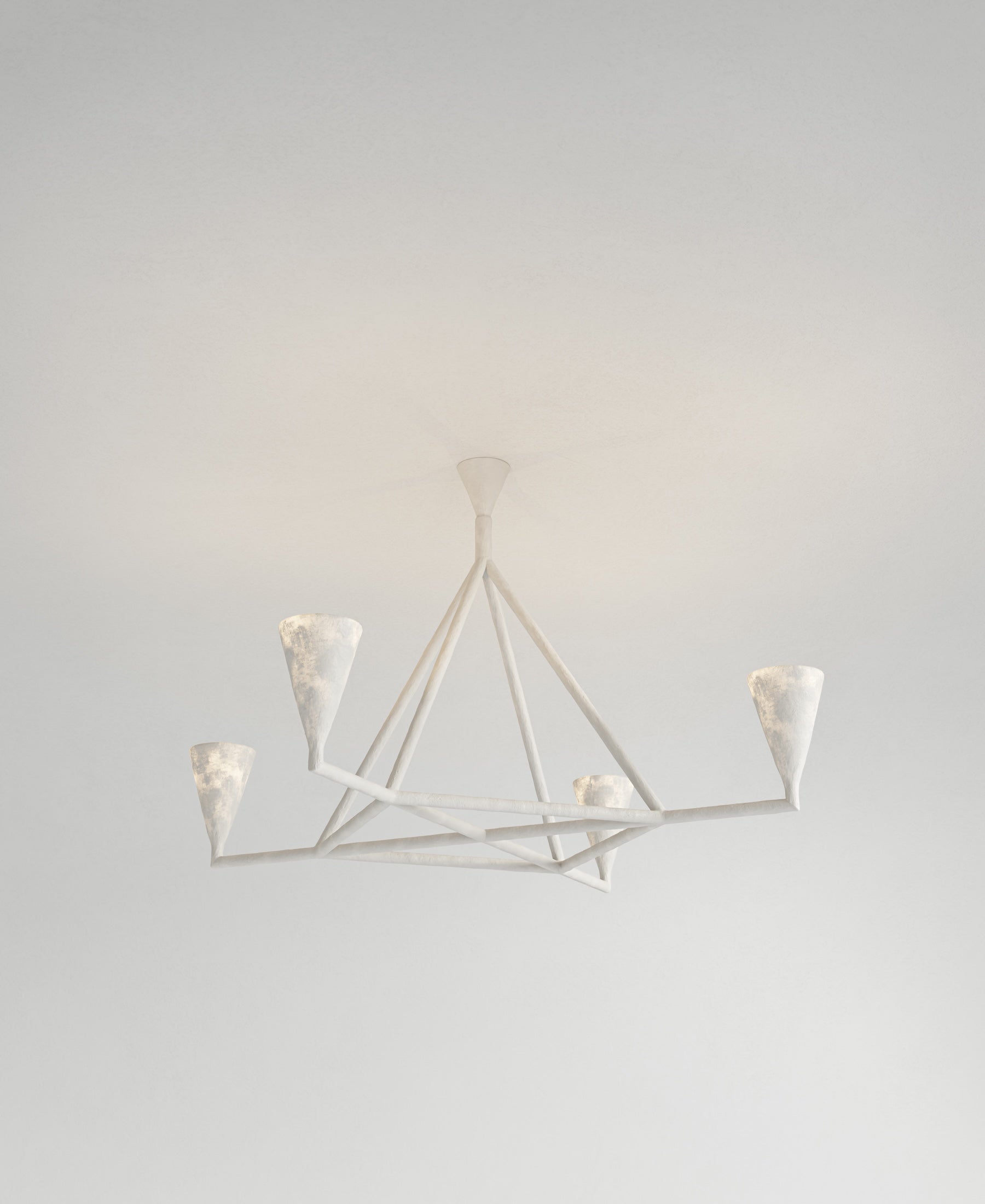 Area Hanging Light, light-on view, sculptural resin pendant