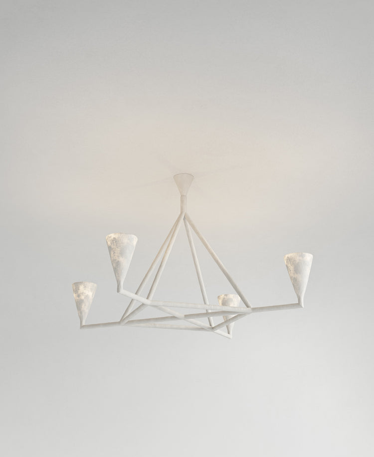 Area Hanging Light, light-on view, sculptural resin pendant