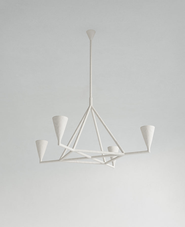 Area Hanging Light, full-length front view, sculptural resin pendant