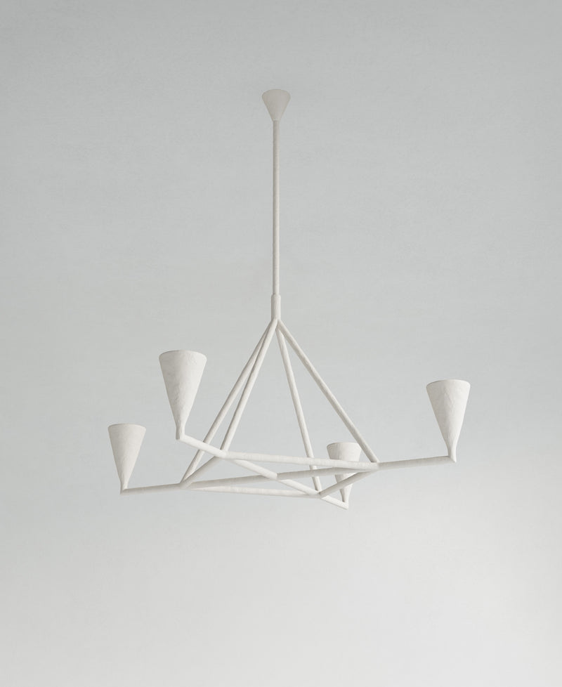 Area Hanging Light, full-length front view, sculptural resin pendant