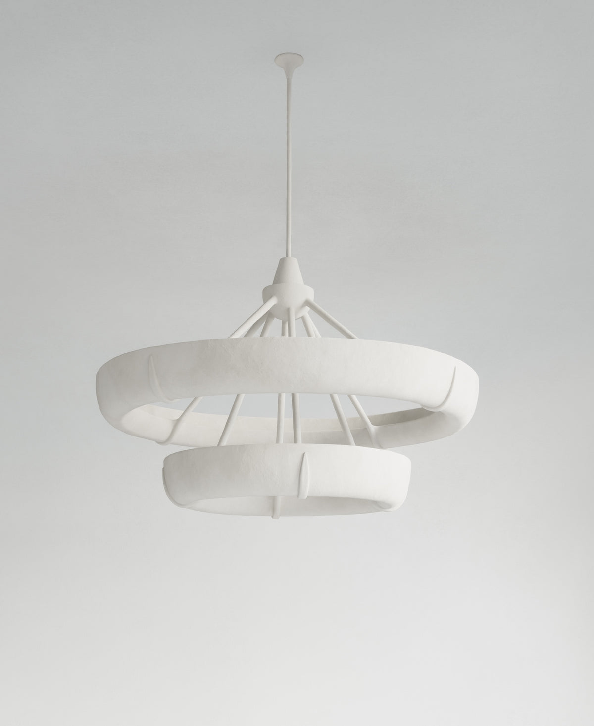 Aura Double Hanging Light, full-length view, sculptural resin pendant