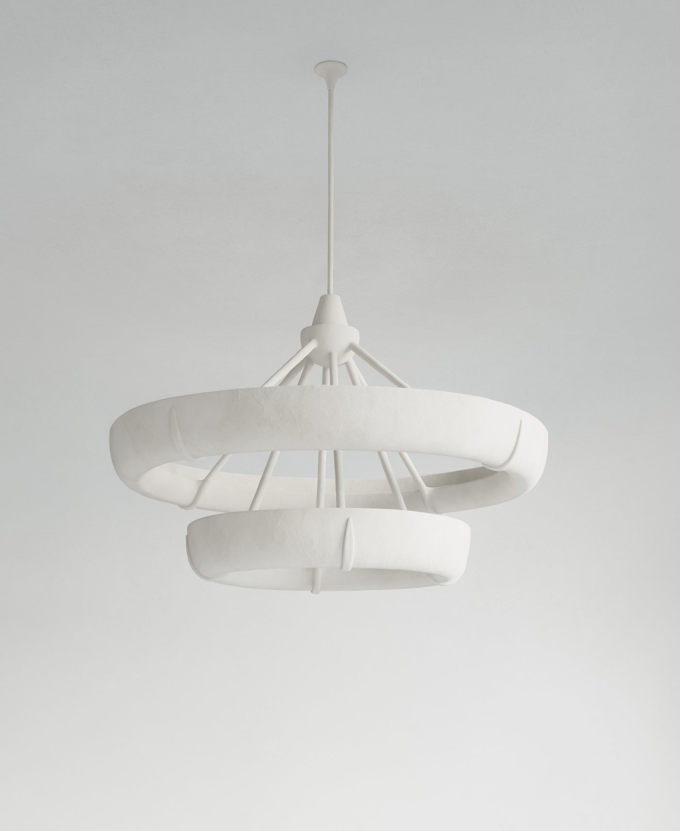 Aura Double Hanging Light, full-length view, sculptural resin pendant