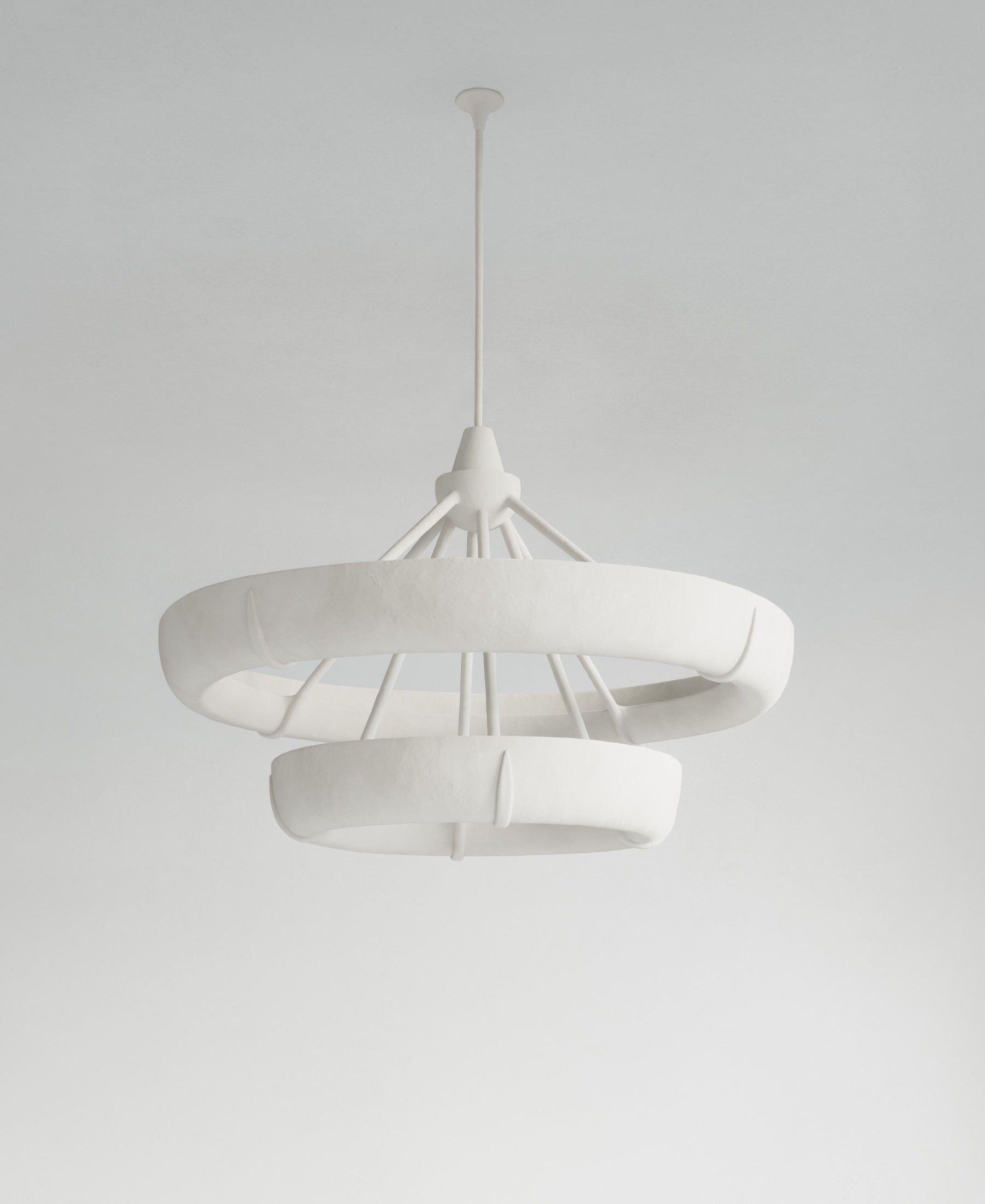 Aura Double Hanging Light, full-length view, sculptural resin pendant