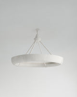 Aura Single Hanging Light, front view, white resin sculptural pendant