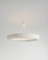 Aura Single Hanging Light, light-on view, white resin pendant