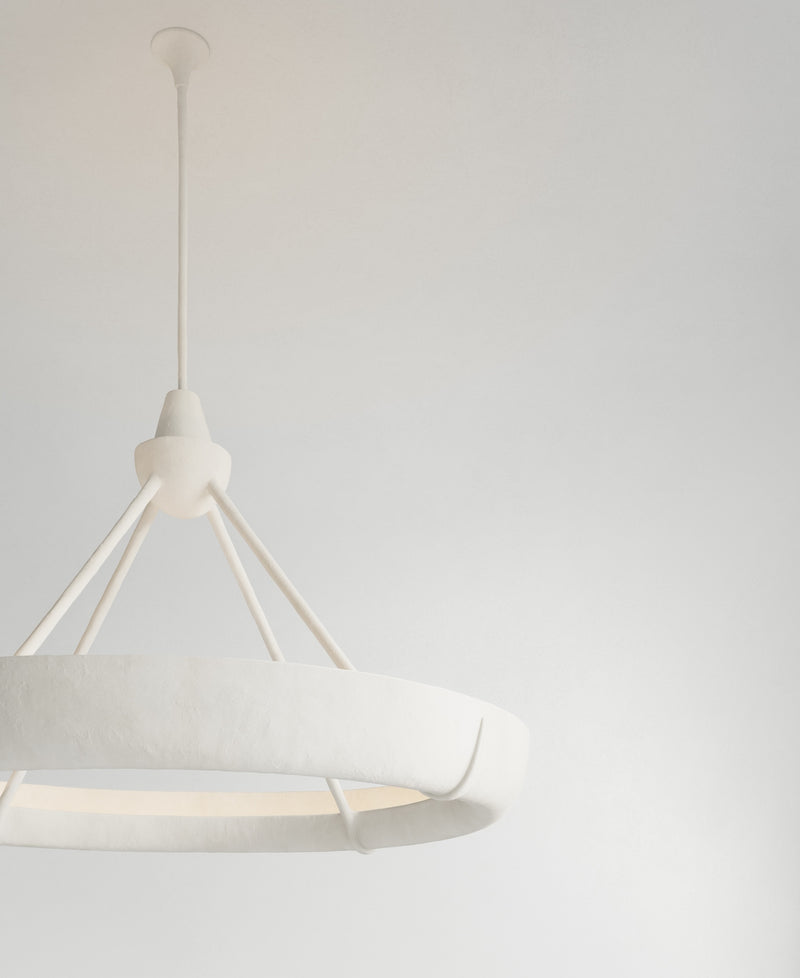 Aura Single Hanging Light, close-up of textured plaster surface