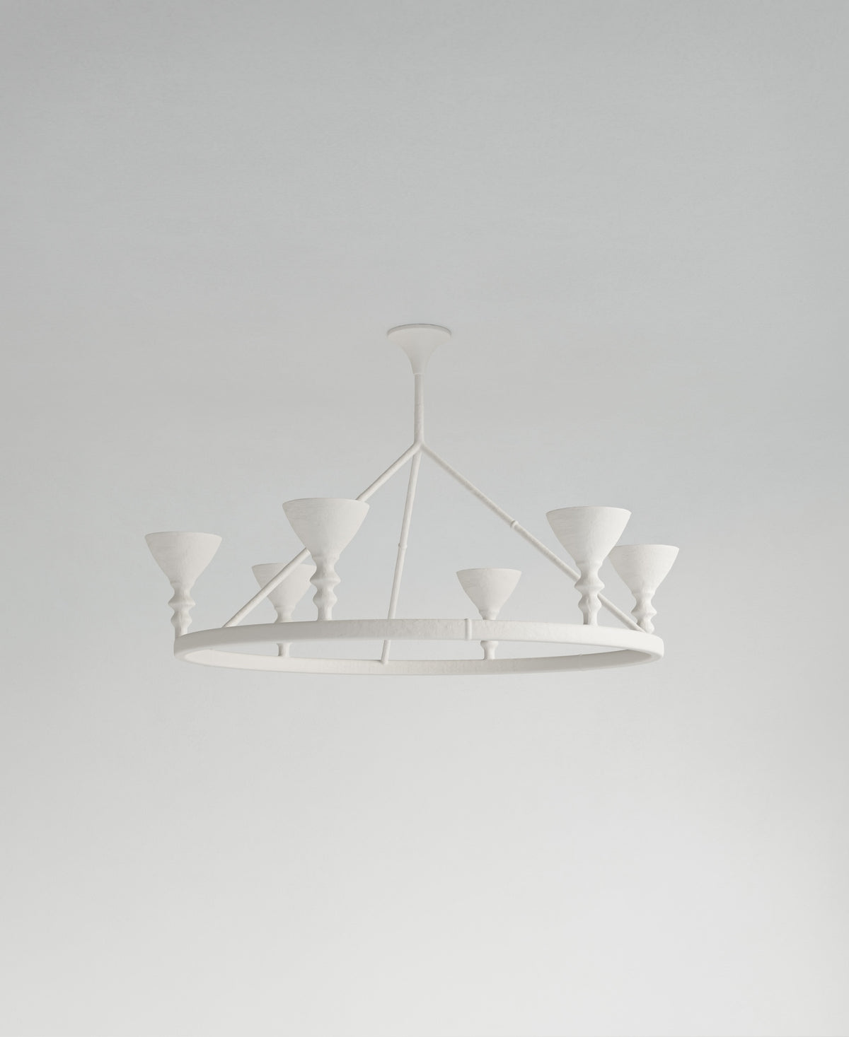 Byblos Hanging Light, front view, sculptural plaster pendant