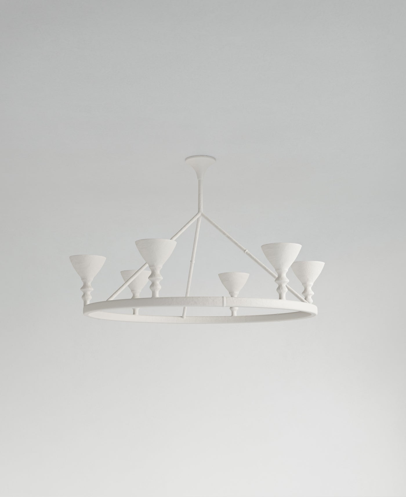 Byblos Hanging Light, front view, sculptural plaster pendant