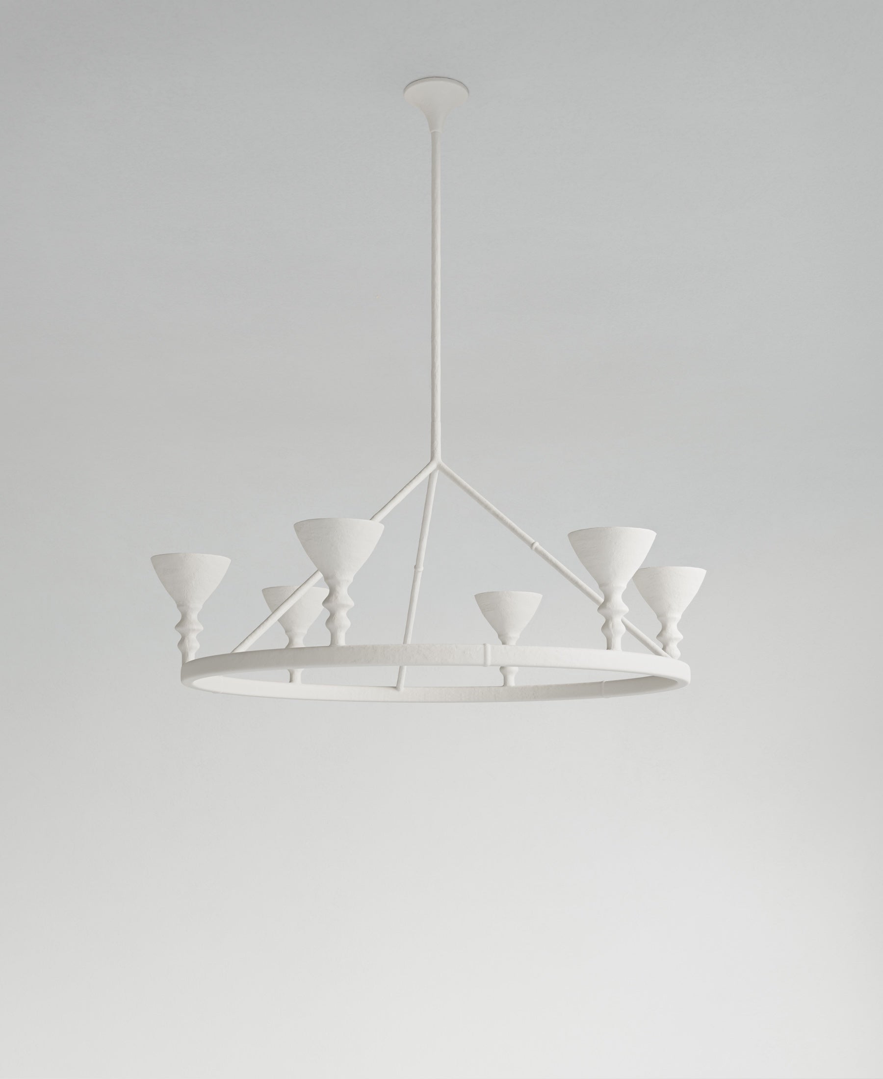 Byblos Hanging Light, full-length view, sculptural plaster pendant