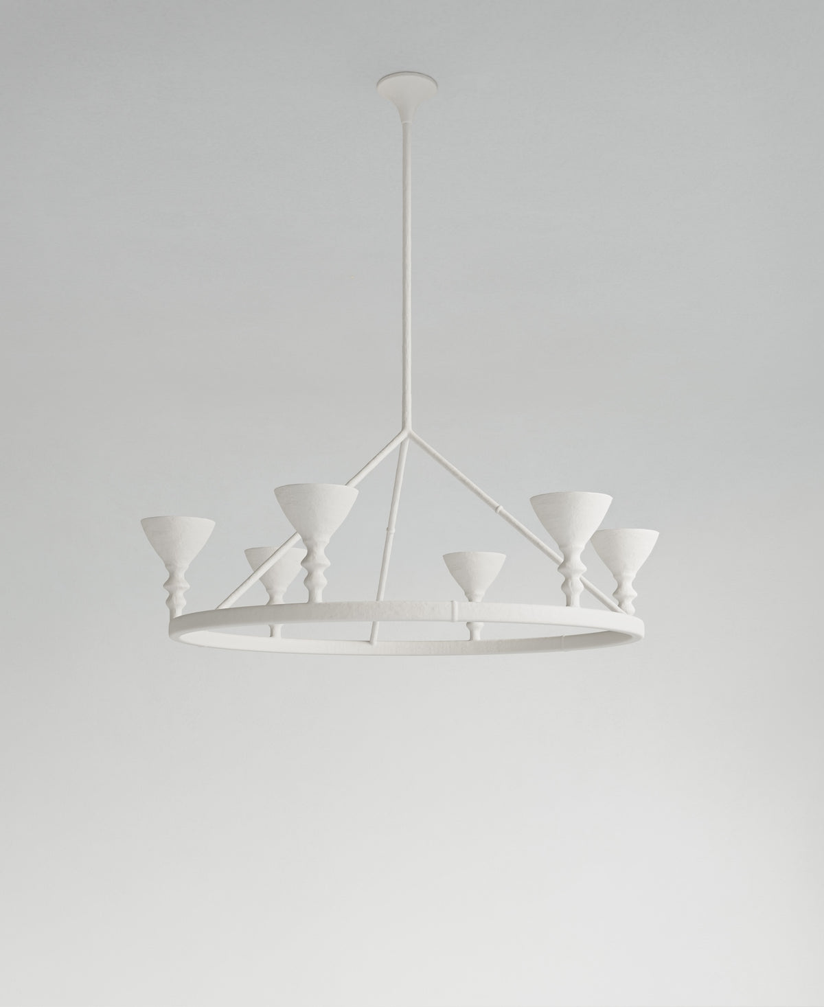 Byblos Hanging Light, full-length view, sculptural plaster pendant
