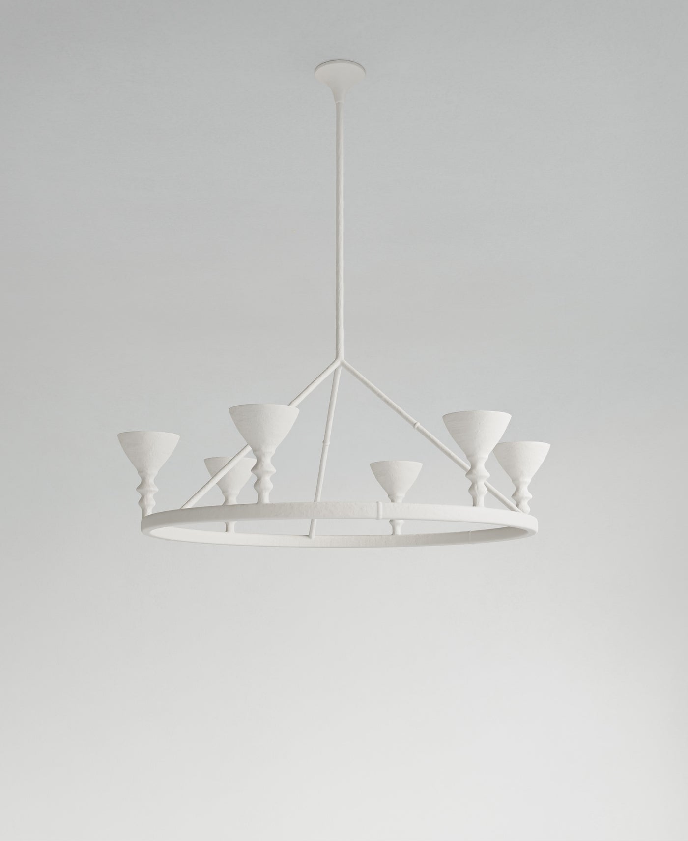 Byblos Hanging Light, full-length view, sculptural plaster pendant