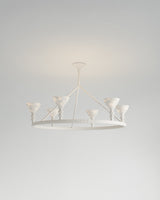 Byblos Hanging Light, light-on view, sculptural plaster pendant