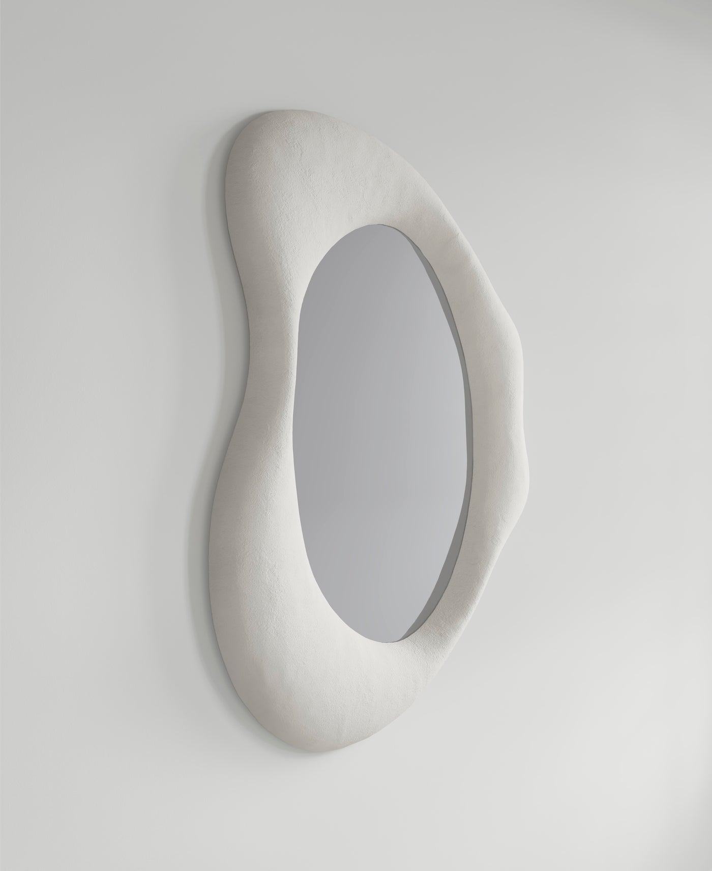 Drop Mirror large, side profile view, sculptural wall mirror