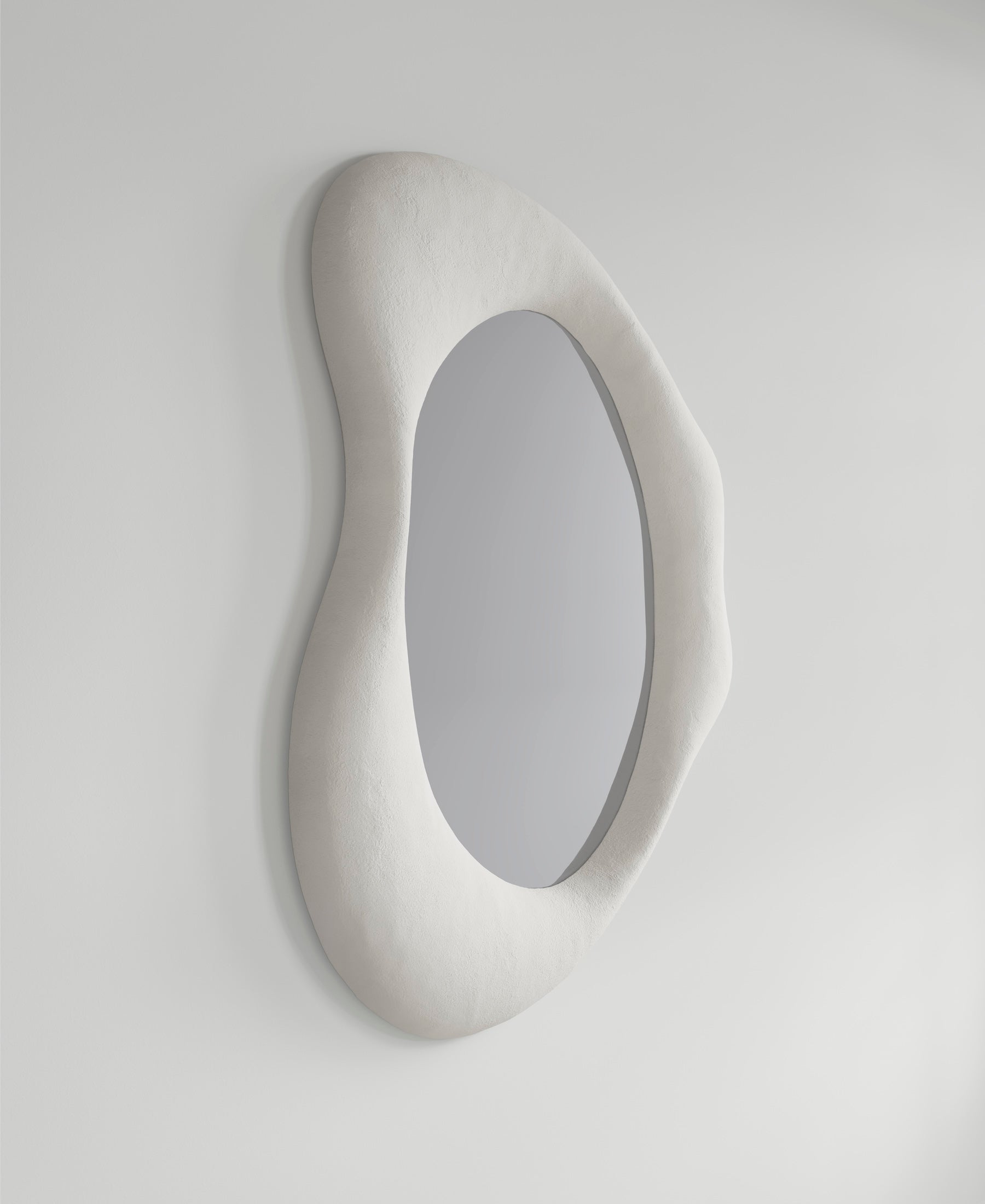 Drop Mirror large, side profile view, sculptural wall mirror