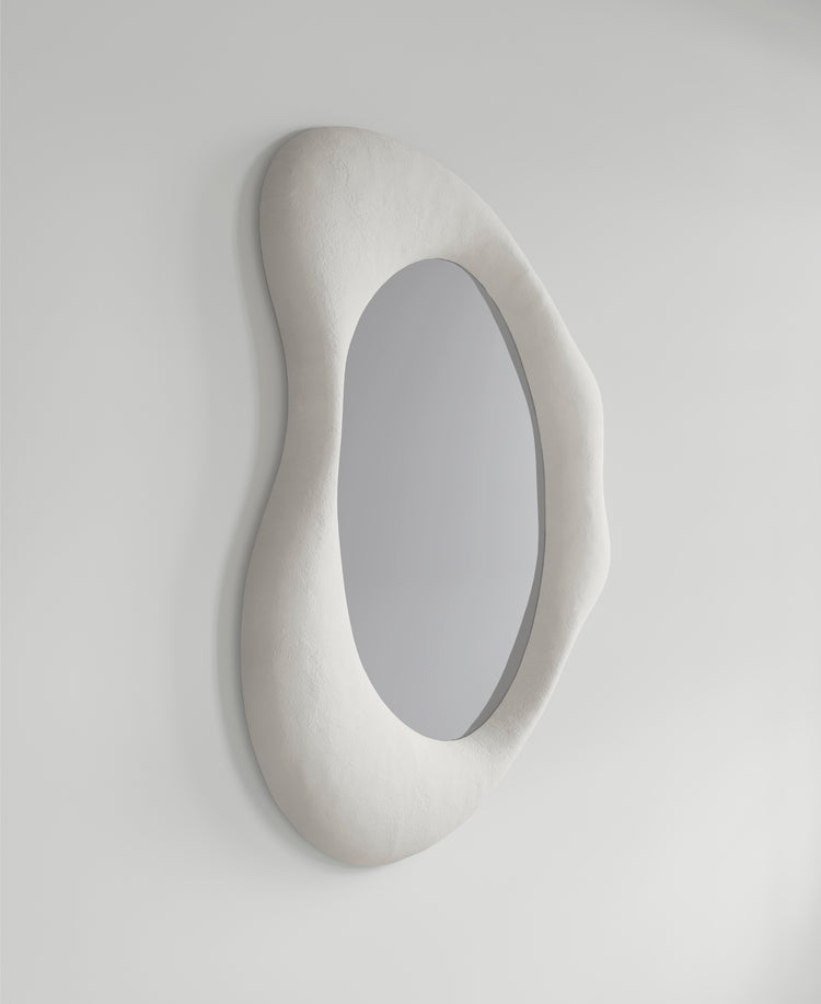 Drop Mirror large, side profile view, sculptural wall mirror
