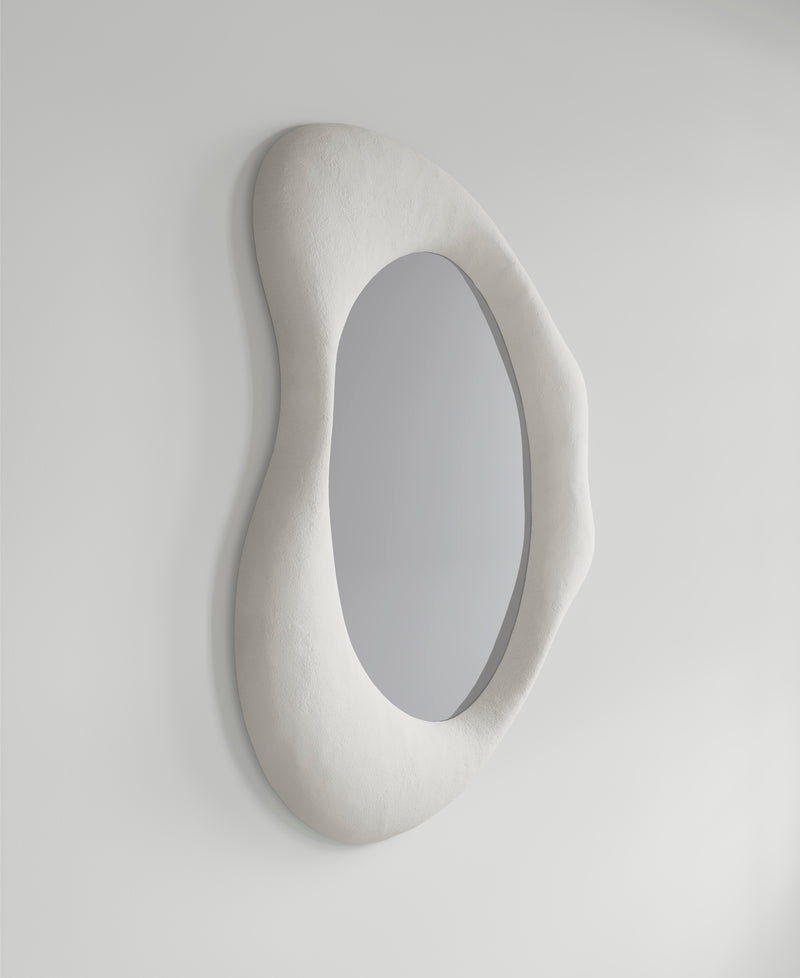 Drop Mirror large, side profile view, sculptural wall mirror