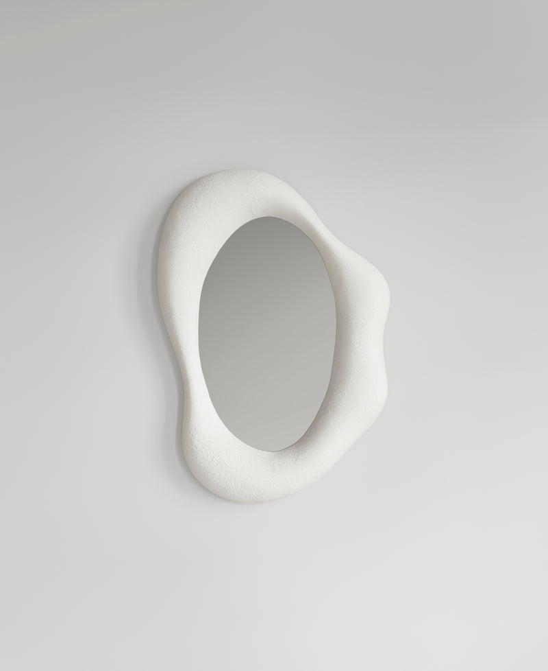 Drop Mirror small, front view, sculptural wall mirror