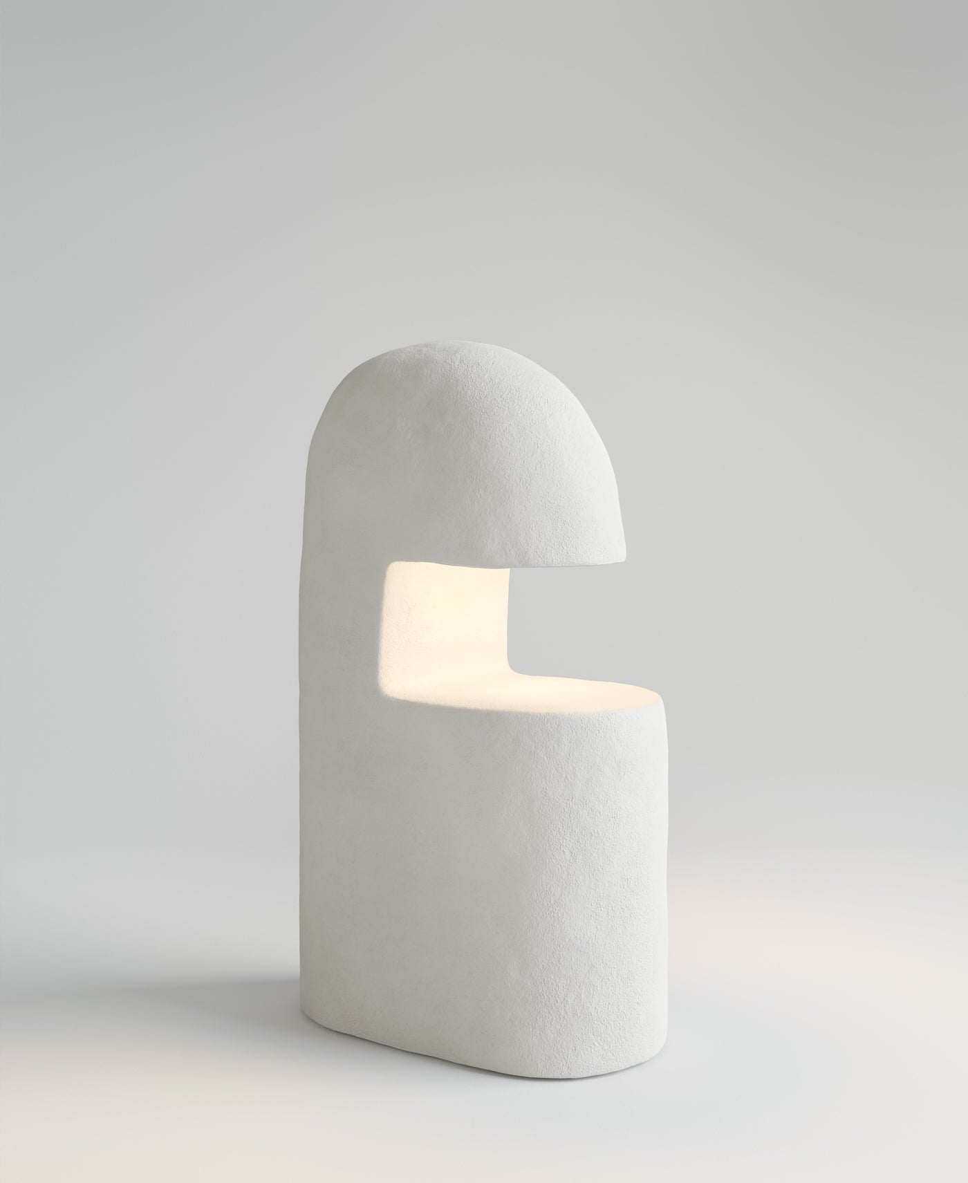 Dune Lamp large, light-on view, sculptural resin table lamp