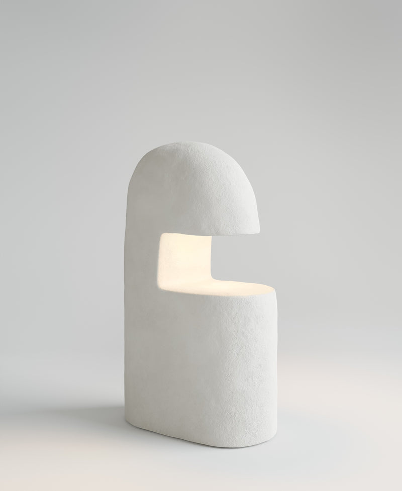 Dune Lamp large, light-on view, sculptural resin table lamp