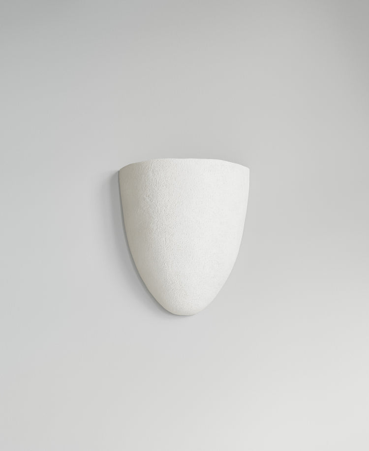 Elce Sconce, front view, sculptural resin wall sconce