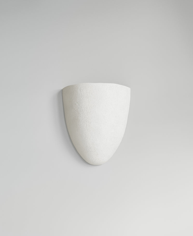 Elce Sconce, front view, sculptural resin wall sconce