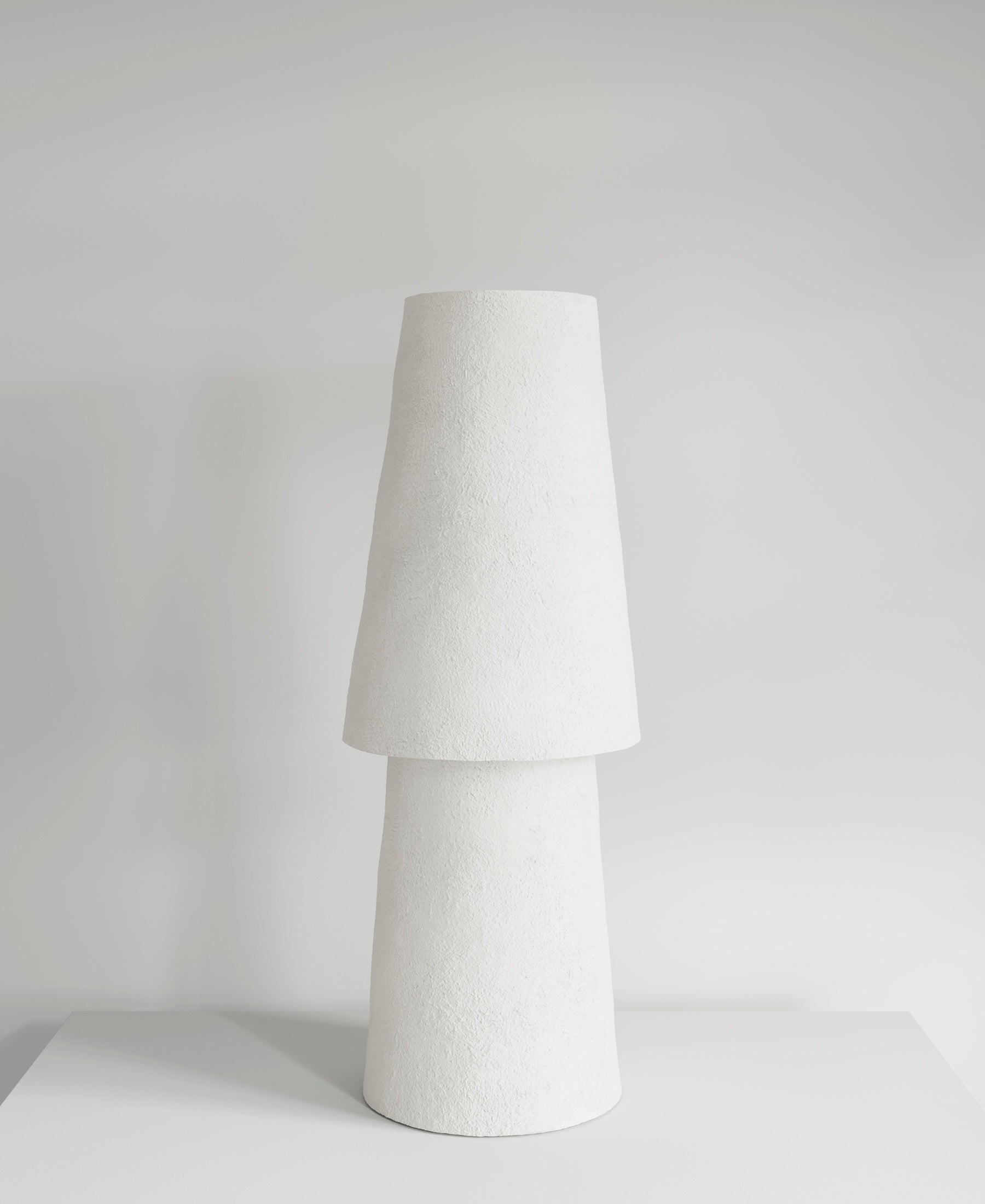 Joshua Table Lamp, front view, sculptural resin table lamp