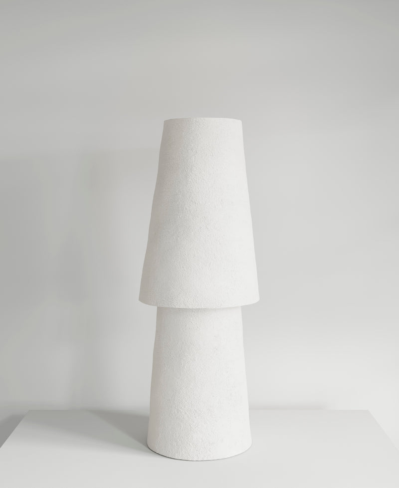 Joshua Table Lamp, front view, sculptural resin table lamp