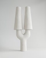 Joshua Double Lamp, front view, sculptural resin double lamp