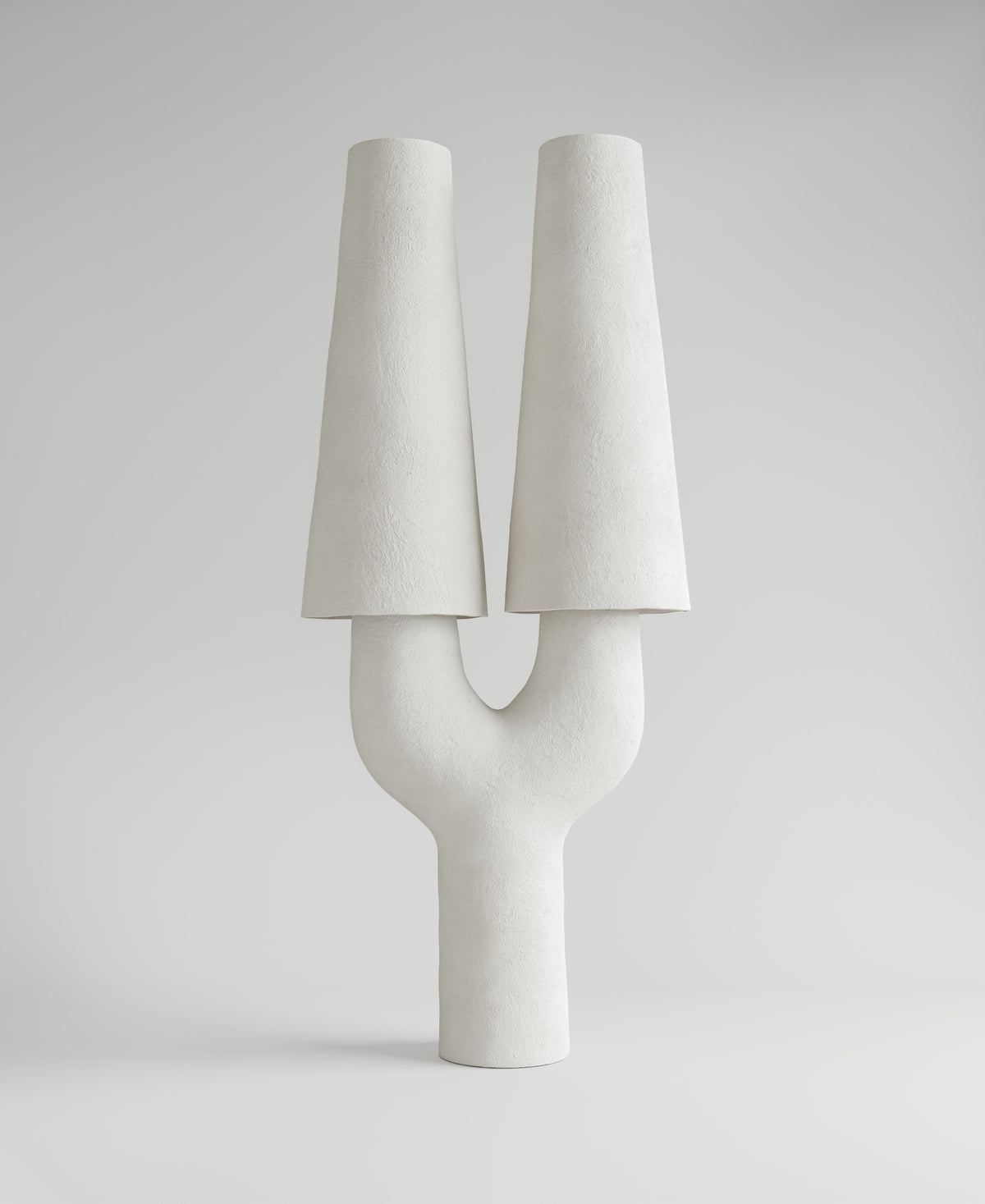Joshua Double Lamp, front view, sculptural resin double lamp