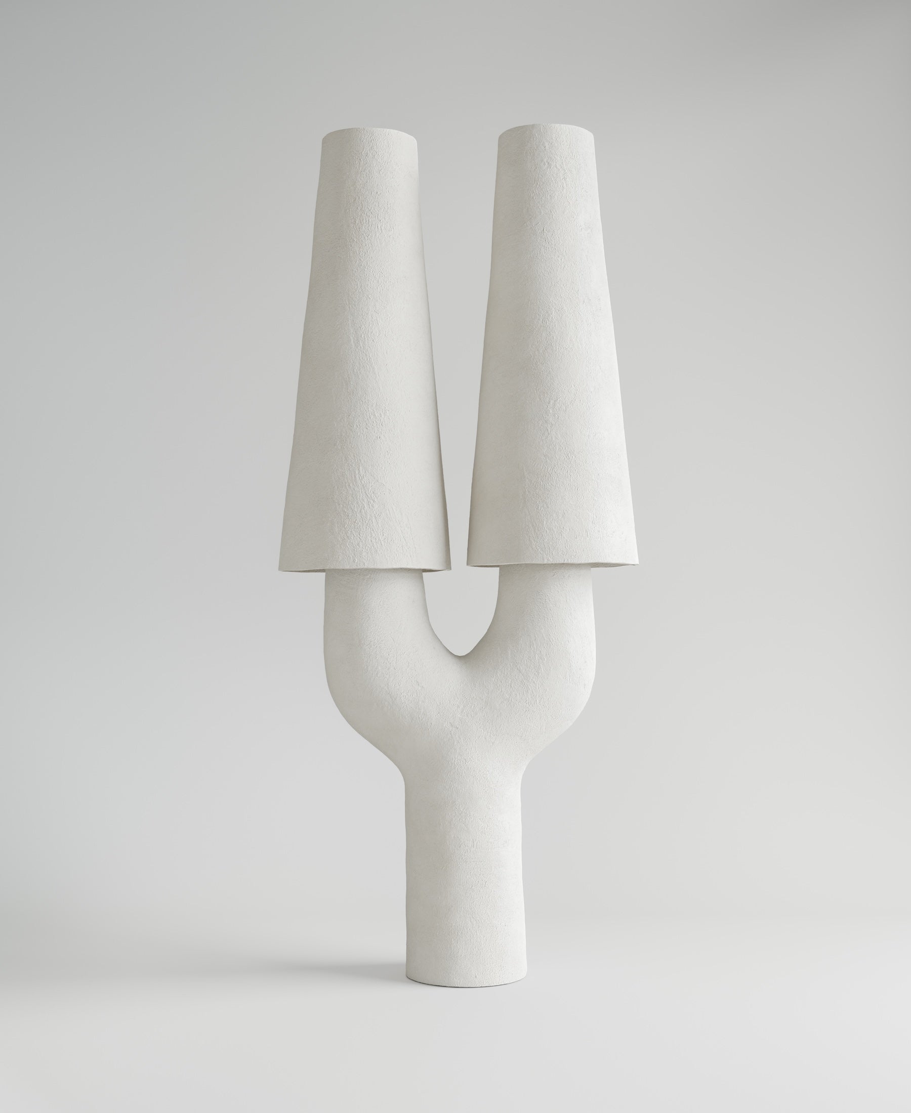 Joshua Double Lamp, front view, sculptural resin double lamp