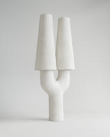 Joshua Double Lamp, angled view, sculptural resin double lamp