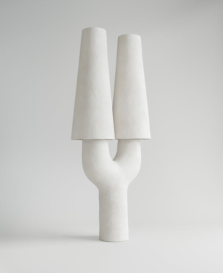 Joshua Double Lamp, angled view, sculptural resin double lamp