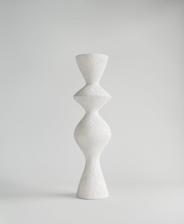 Lola Standing, front view, tall white sculpture