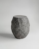 River Stool, side profile view, carved timber stool