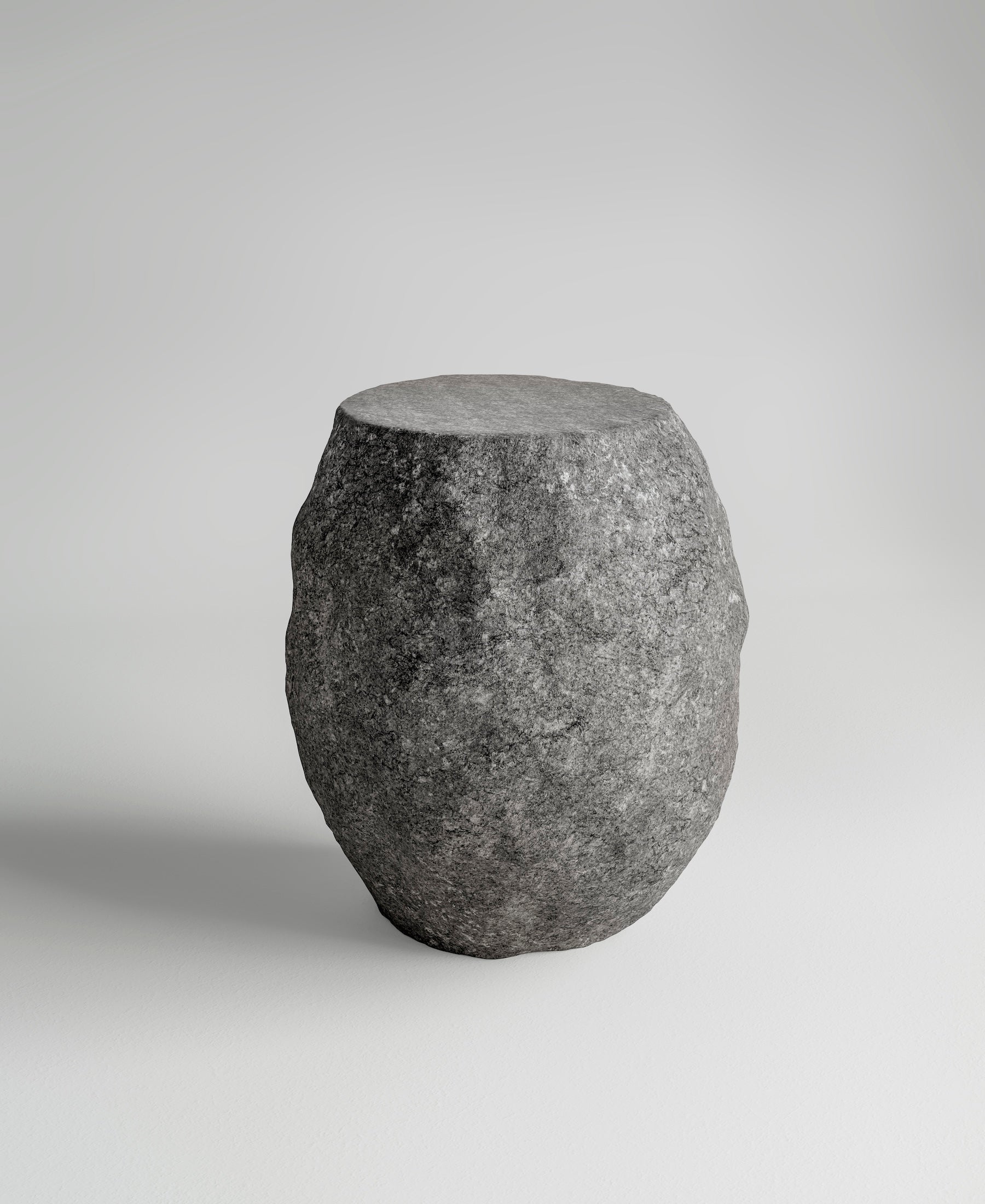 River Stool, side profile view, carved timber stool