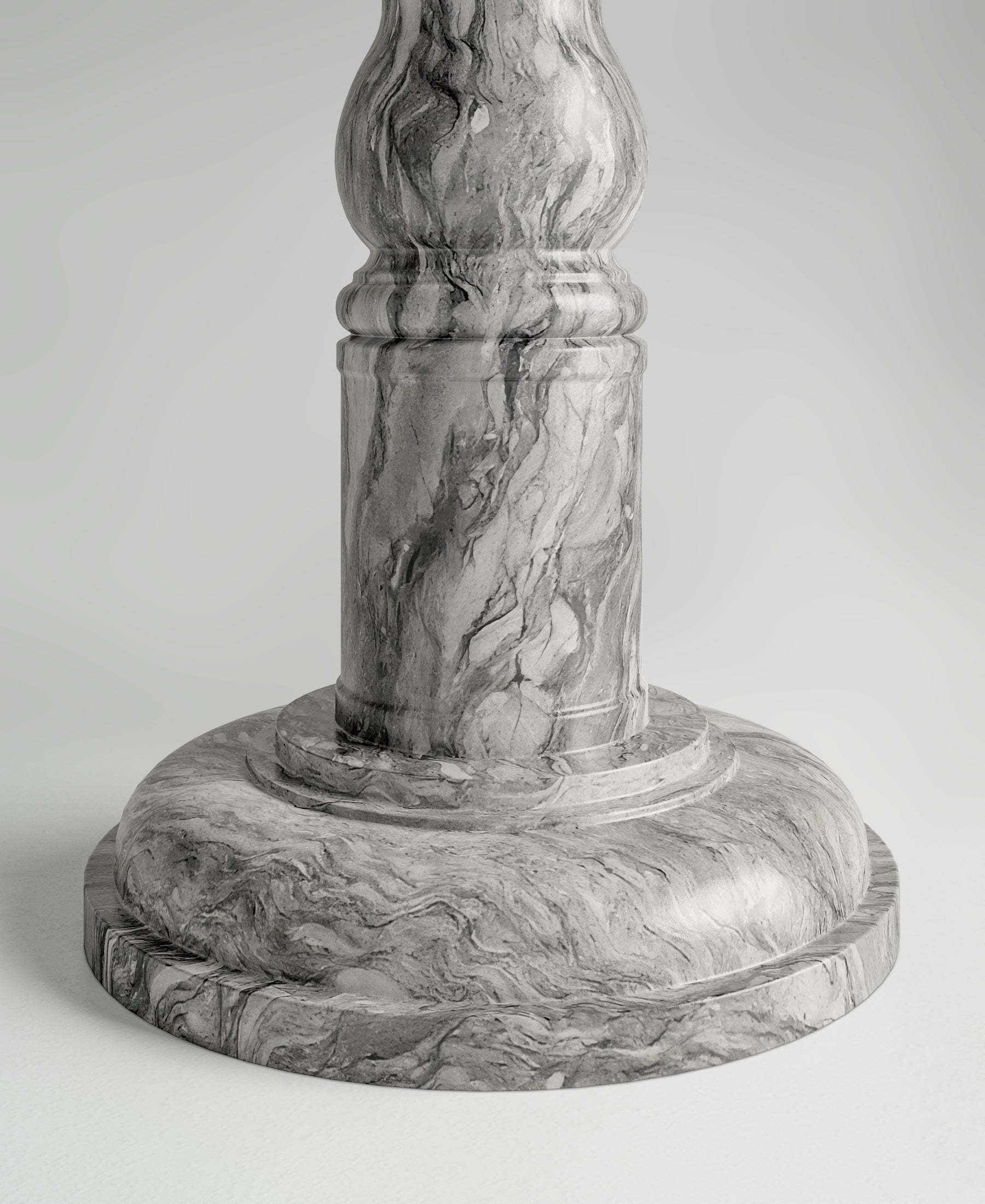 Roman Stool, view from below, sculptural plaster stool