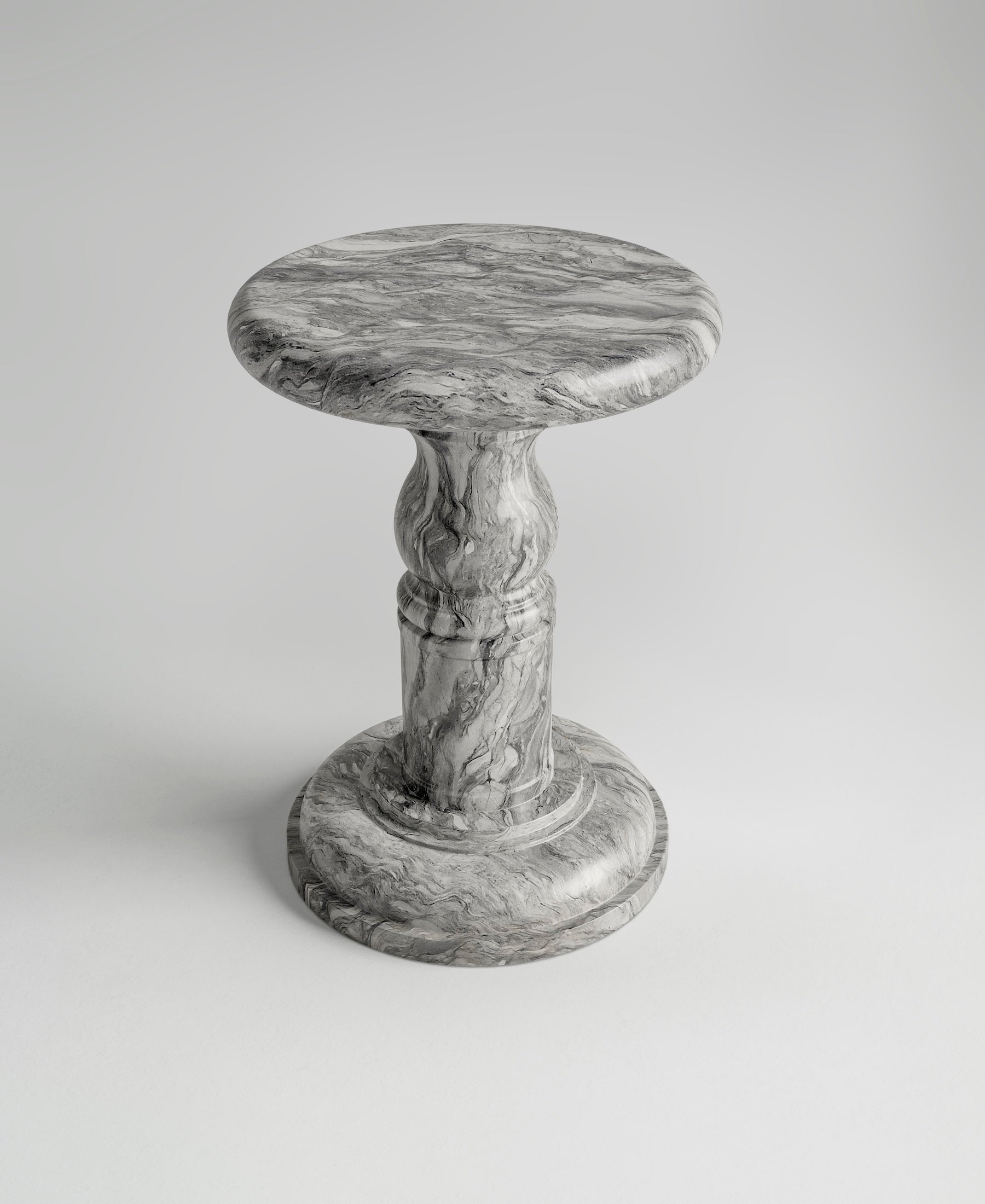 Roman Stool, top-down view, sculptural plaster stool