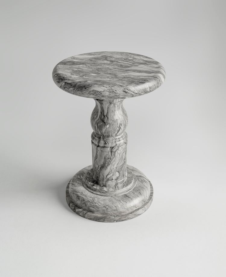 Roman Stool, top-down view, sculptural plaster stool