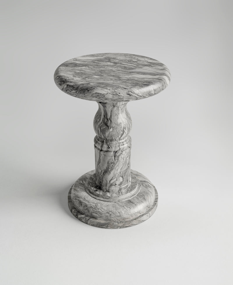 Roman Stool, top-down view, sculptural plaster stool