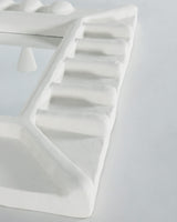 Albini Mirror, angle view two, white sculptural plaster mirror