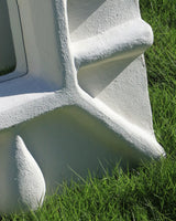 Albini Mirror, angle view three, white sculptural plaster mirror