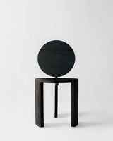 Chair 00, front view, black satin teak dining chair