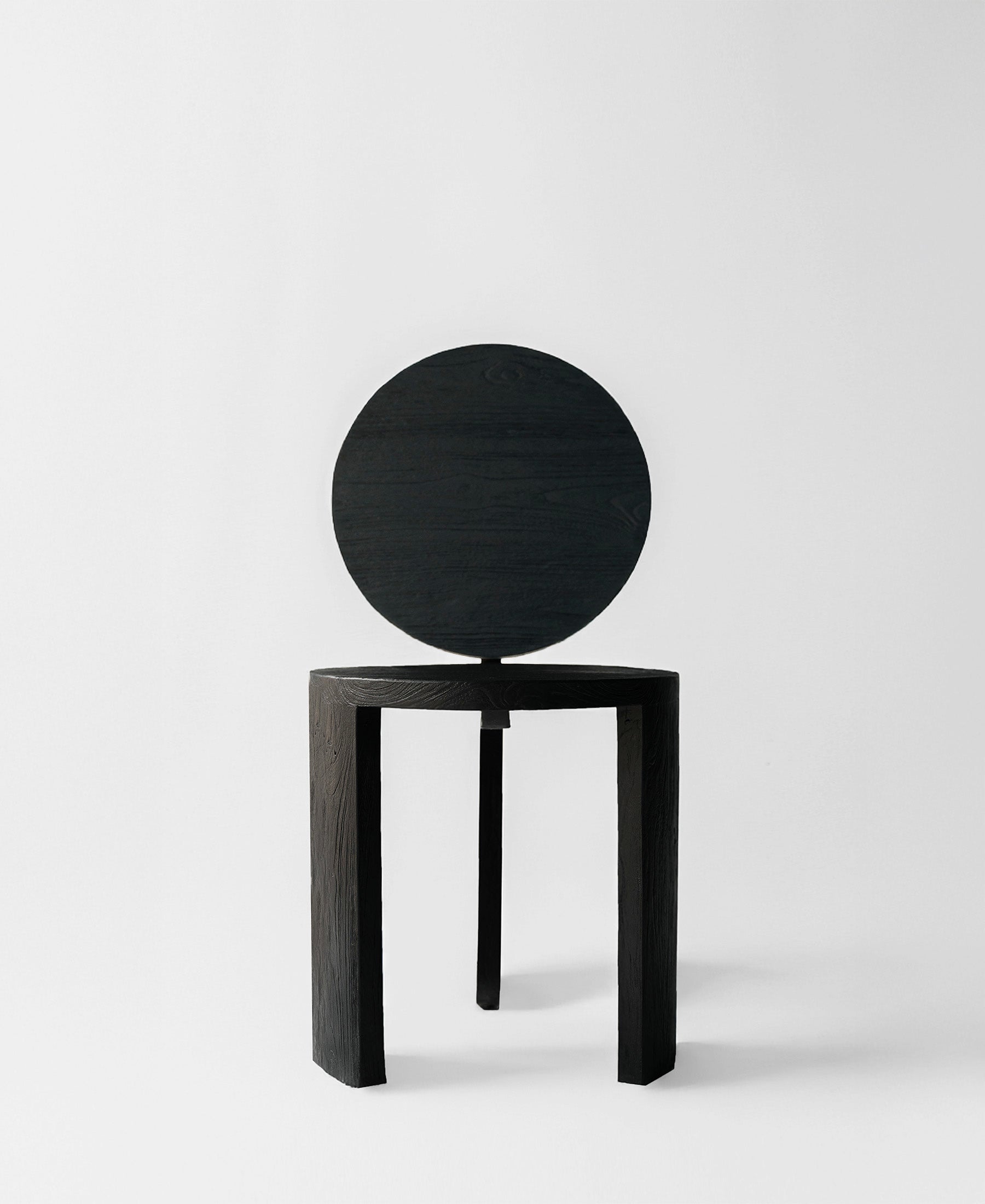 Chair 00, front view, black satin teak dining chair