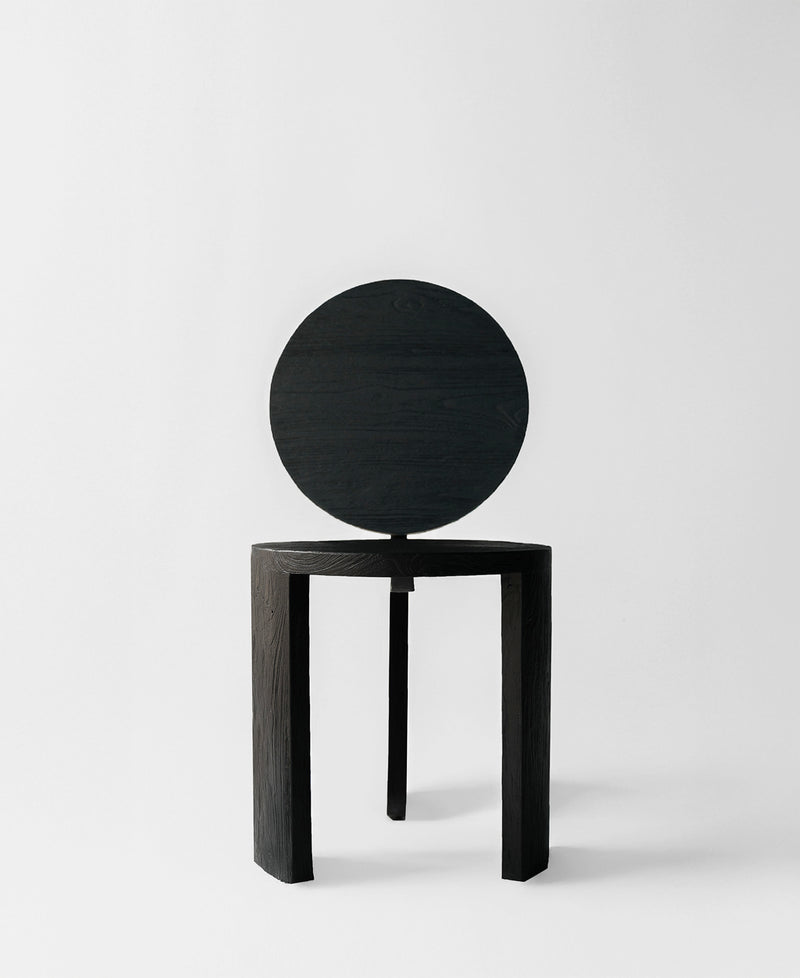 Chair 00, front view, black satin teak dining chair