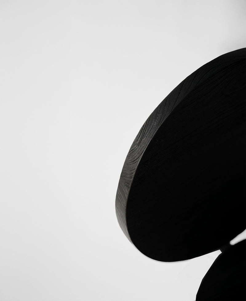 Chair 00, angled view three, black satin teak dining chair